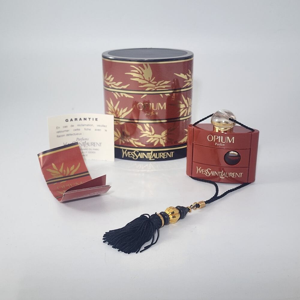 Vintage 80's Yves Saint Laurent Opium Parfum 1/4 Oz With Box Tassel